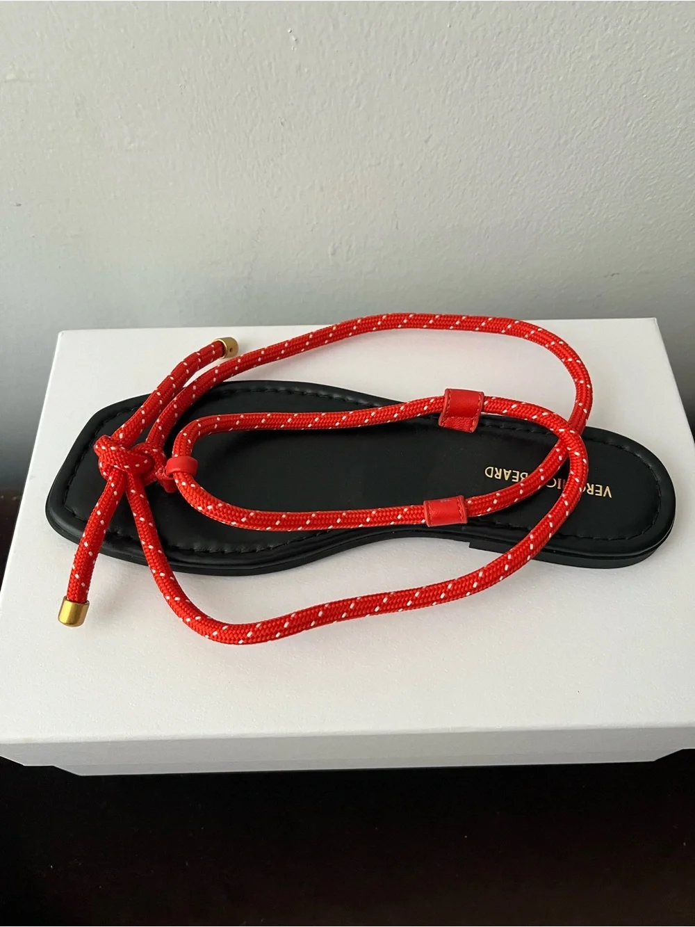 Veronica Beard Flame Red Carmina Cord Sandals